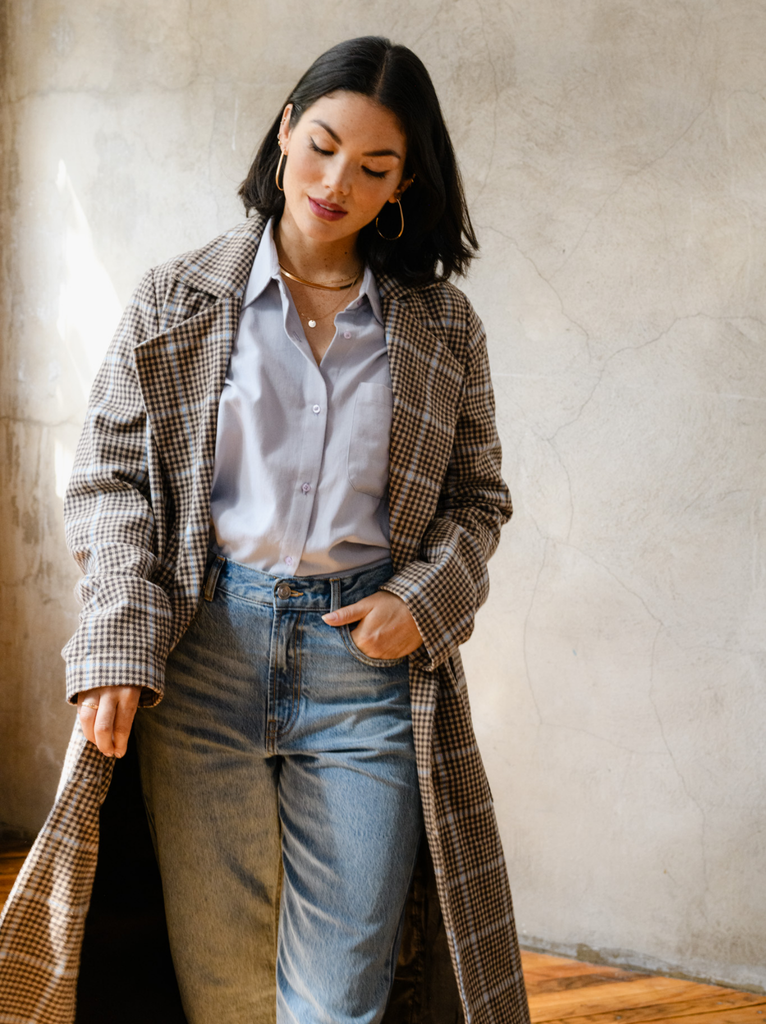 Marie Brushed Plaid Overcoat – Able