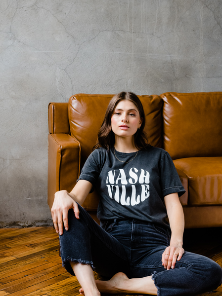 Nashville Words Black Graphic Tee