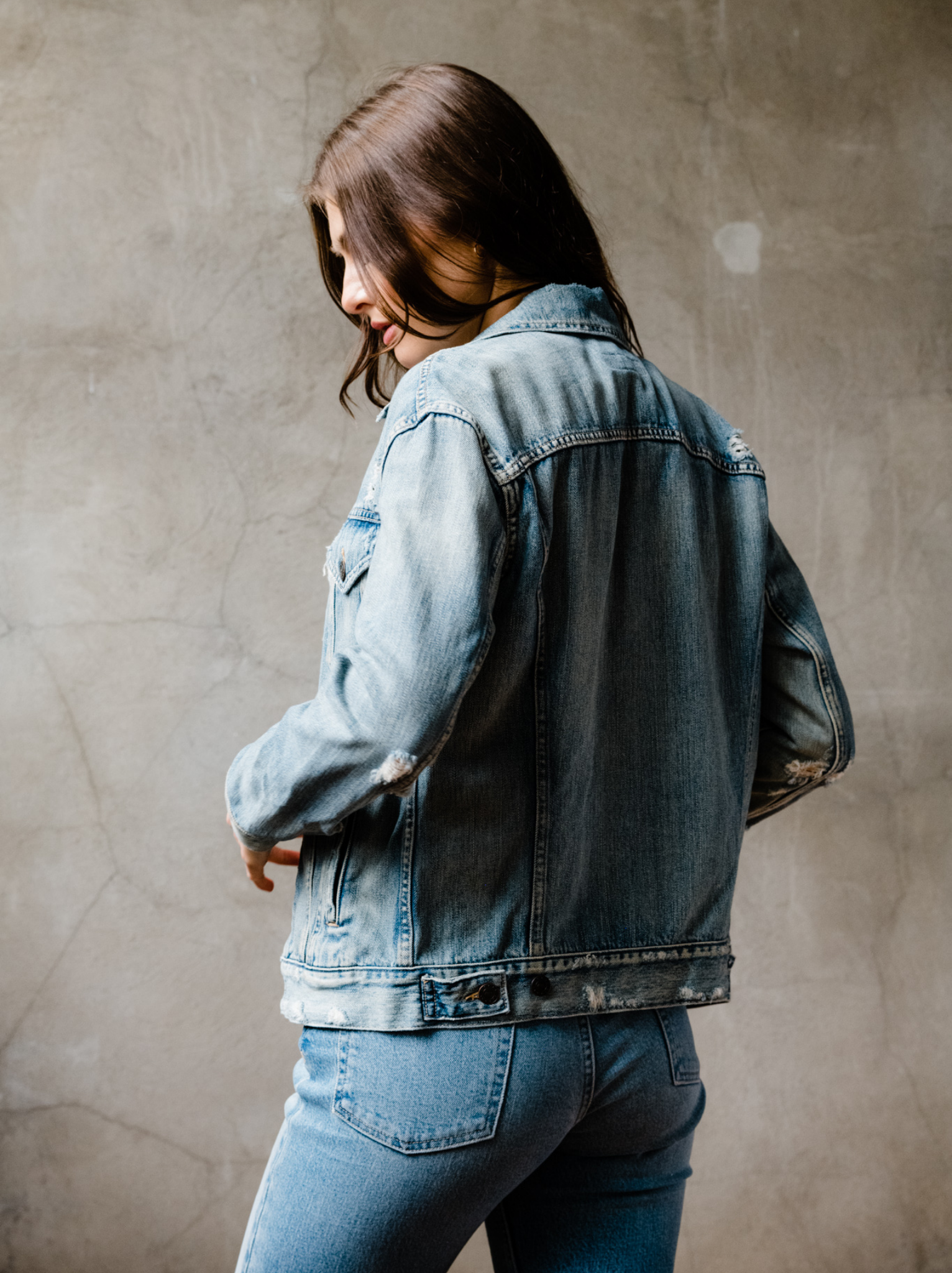 Able Merly Distressed popular Denim Jacket